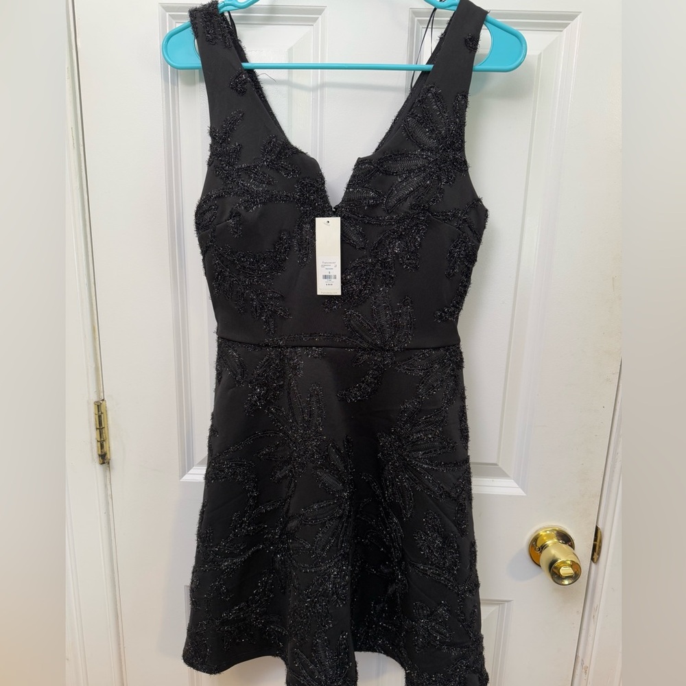 NWT Francesca's Collections Black Sleeveless V-Neck A-Line Mini Dress